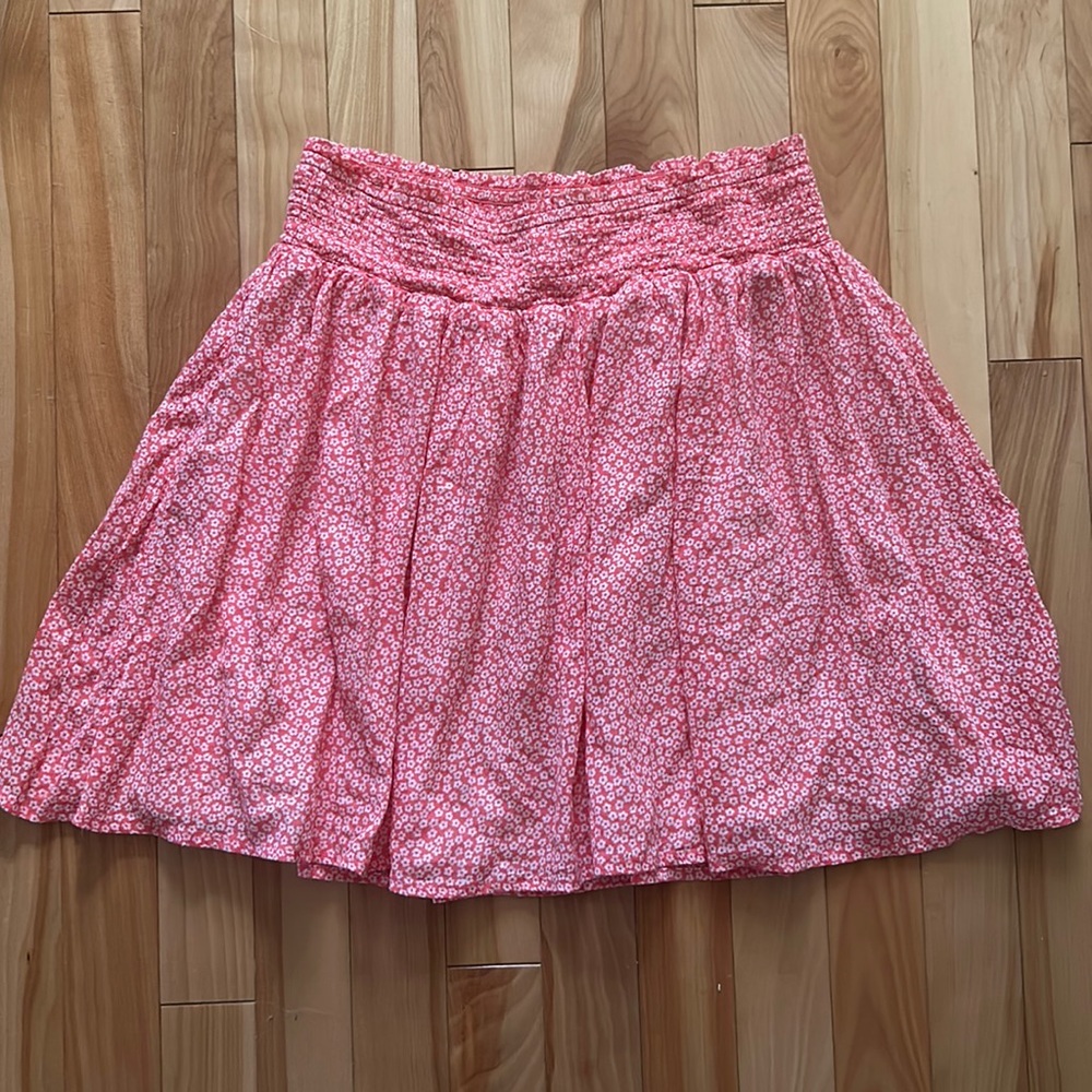 Pink floral lined skirt - size Small